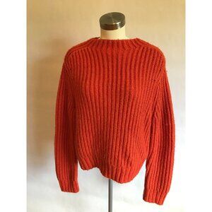 Kate Spade Saturday Orange Thick Chunky Knit High Neck Sweater, Size Medium